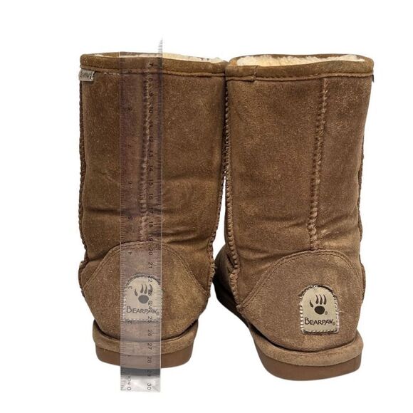 BearPaw Brown Suede Emma Short Shearling Lined Wool Insulated Boots sz 9 - Picture 6 of 12
